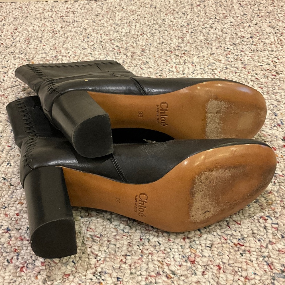 Chloe Black Leather Patchwork Boots - image 2